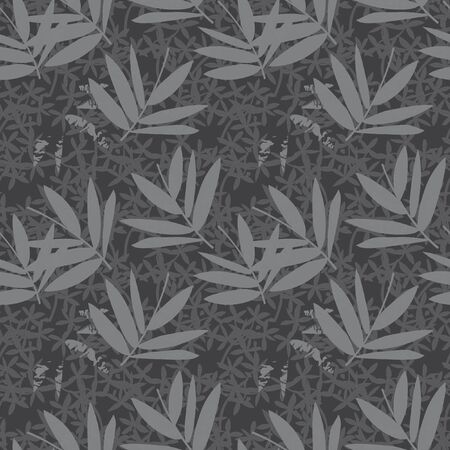 Grey Tropical Leaf botanical seamless pattern background suitable for fashion prints, graphics, backgrounds and craftsのイラスト素材