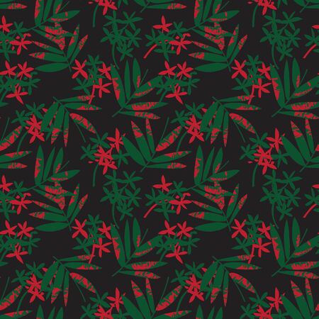 Christmas Tropical Leaf botanical seamless pattern background suitable for fashion prints, graphics, backgrounds and craftsのイラスト素材