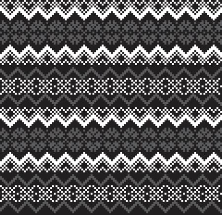 Black and White Christmas fair isle pattern background for fashion textiles, knitwear and graphicsのイラスト素材