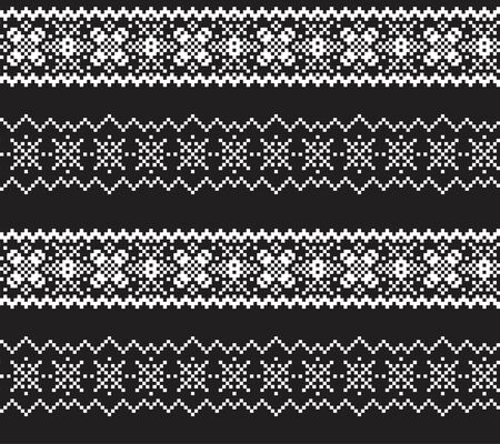 Black and White Christmas fair isle pattern background for fashion textiles, knitwear and graphicsのイラスト素材
