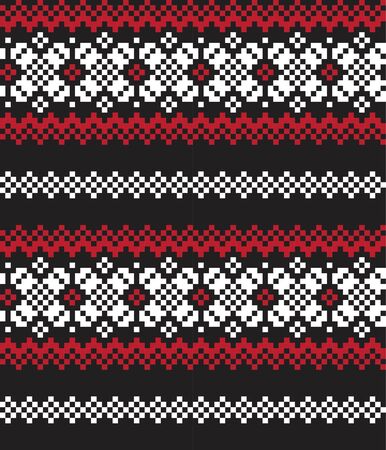 Red Christmas fair isle pattern background for fashion textiles, knitwear and graphicsのイラスト素材