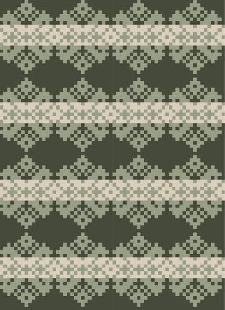 Green Christmas fair isle pattern background for fashion textiles, knitwear and graphicsのイラスト素材