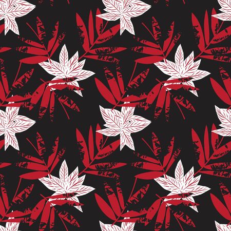 Red Tropical Leaf botanical seamless pattern background suitable for fashion prints, graphics, backgrounds and craftsのイラスト素材