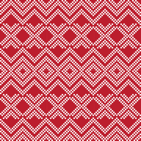 Red Christmas fair isle pattern background for fashion textiles, knitwear and graphics