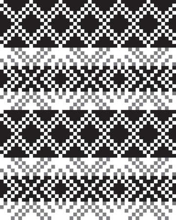 Black and White Christmas fair isle pattern background for fashion textiles, knitwear and graphicsのイラスト素材