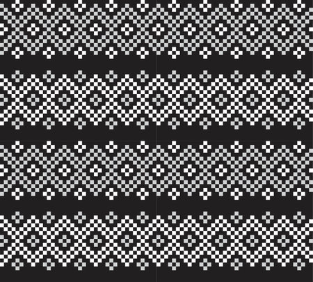 Black and White Christmas fair isle pattern background for fashion textiles, knitwear and graphics