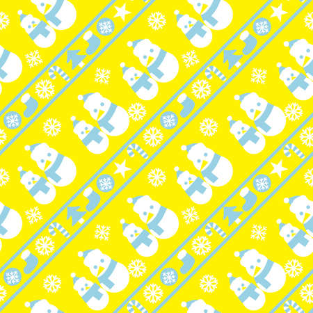 Yellow Christmas Snowman seamless pattern background for website graphics, fashion textileのイラスト素材