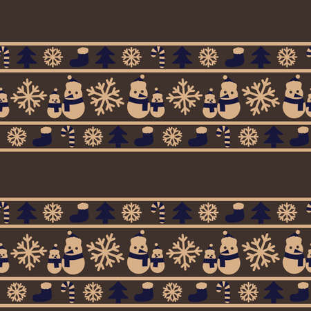 Brown Christmas Snowman seamless pattern background for website graphics, fashion textileのイラスト素材