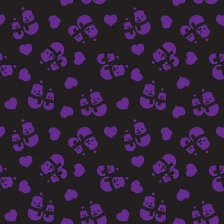 Purple Christmas Snowman seamless pattern background for website graphics, fashion textileのイラスト素材