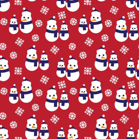 Red Navy Christmas Snowman seamless pattern background for website graphics, fashion textile