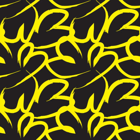 Yellow Heart shaped brush stroke seamless pattern background for fashion textiles, graphicsのイラスト素材