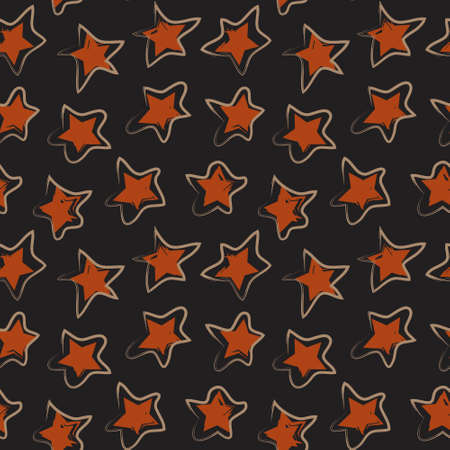 Orange Stars brush stroke seamless pattern background for fashion textiles, graphicsのイラスト素材