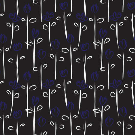 Blue Floral brush strokes seamless pattern background for fashion prints, graphics, backgrounds and craftsのイラスト素材