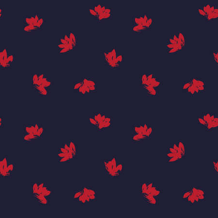 Red Navy Floral brush strokes seamless pattern background for fashion prints, graphics, backgrounds and craftsのイラスト素材