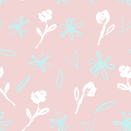 Pink Floral brush strokes seamless pattern background for fashion prints, graphics, backgrounds and...