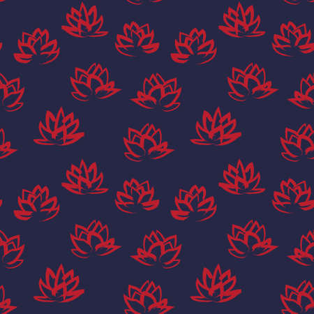 Red Navy Floral brush strokes seamless pattern background for fashion prints, graphics, backgrounds and craftsのイラスト素材