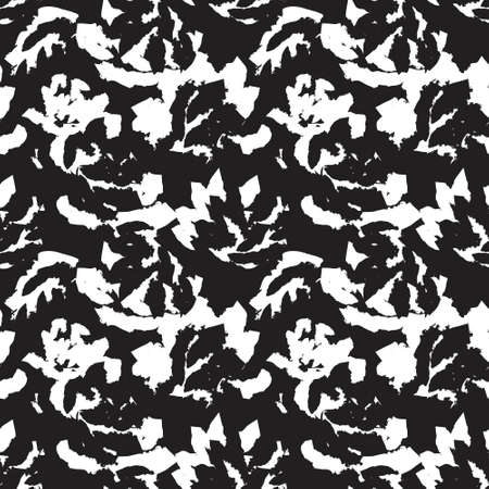 Black and White Floral brush strokes seamless pattern background for fashion prints, graphics, backgrounds and craftsのイラスト素材