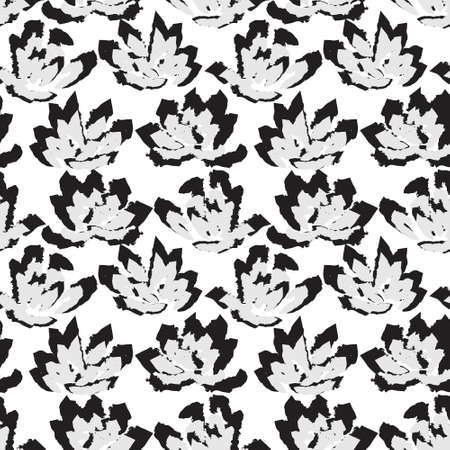 White Floral brush strokes seamless pattern background for fashion prints, graphics, backgrounds and craftsのイラスト素材