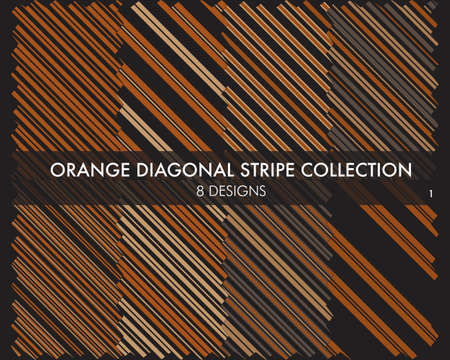 Brown Taupe diagonal striped seamless pattern collection includes 8 designsのイラスト素材