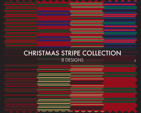 Christmas striped seamless pattern collection includes 8 designs for fashion textiles, graphicsのイラスト素材