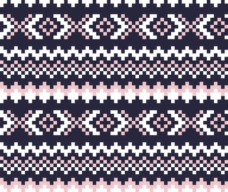 Pink Navy Christmas fair isle pattern background for fashion textiles, knitwear and graphics