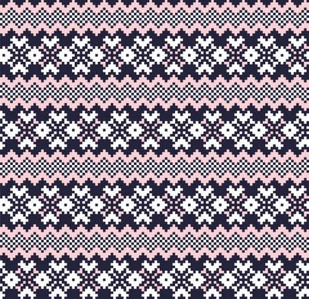 Pink Navy Christmas fair isle pattern background for fashion textiles, knitwear and graphicsのイラスト素材
