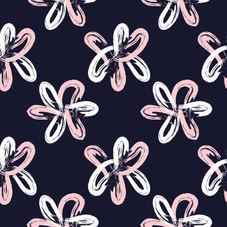 Pink and Navy Floral brush strokes seamless pattern background for fashion prints, graphics, backgrounds and craftsのイラスト素材