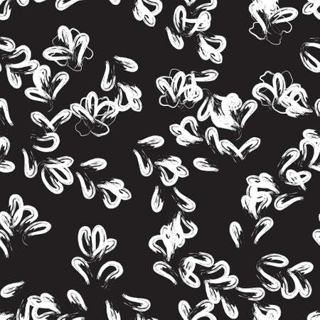 Black and White Floral brush strokes seamless pattern background for fashion prints, graphics, backgrounds and craftsのイラスト素材
