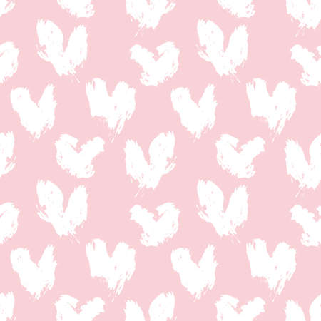Pink Heart shaped brush stroke seamless pattern background for fashion textiles, graphicsの写真素材
