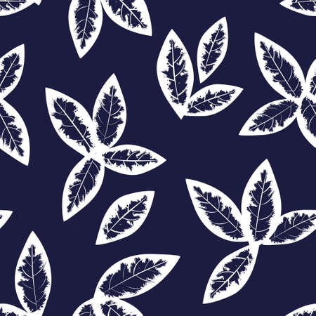 Blue Tropical Leaf botanical seamless pattern background suitable for fashion prints, graphics, backgrounds and craftsのイラスト素材