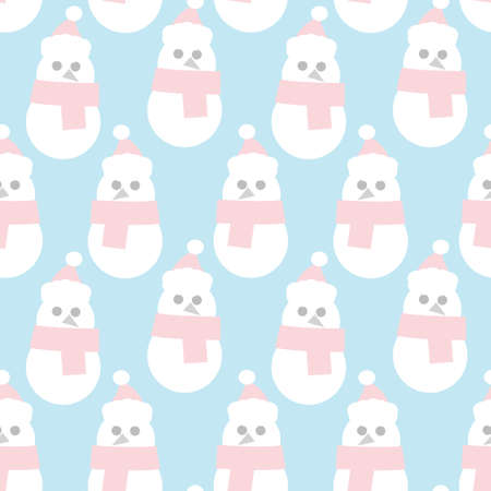 Icy blue Christmas Snowman seamless pattern background for website graphics, fashion textileのイラスト素材