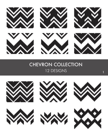 Chevron seamless pattern collection includes 12 designs swatches for fashion textile, knitwear, graphicsのイラスト素材