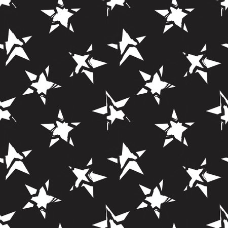 Black and White Stars brush stroke seamless pattern background for fashion textiles, graphicsの写真素材