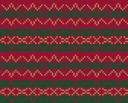 Christmas snowflake fair isle pattern background suitable for fashion textiles, knitwear and graphicsのイラスト素材