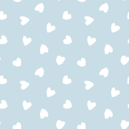 Sky Blue Heart shaped brush stroke seamless pattern background for fashion textiles, graphicsのイラスト素材