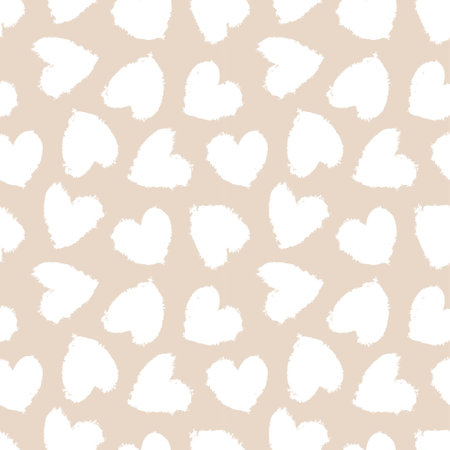 Brown Heart shaped brush stroke seamless pattern background for fashion textiles, graphicsのイラスト素材