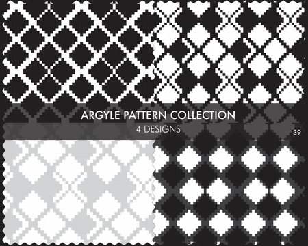 Argyle seamless pattern collection includes 4 design swatches for fashion textiles, knitwear and graphicsのイラスト素材