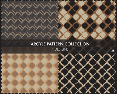 Argyle seamless pattern collection includes 4 design swatches for fashion textiles, knitwear and graphicsのイラスト素材