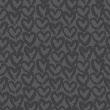Grey Heart shaped brush stroke seamless pattern background for fashion textiles, graphicsの写真素材