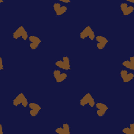 Brown Heart shaped brush stroke seamless pattern background for fashion textiles, graphics