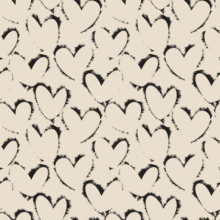 Brown Heart shaped brush stroke seamless pattern background for fashion textiles, graphicsのイラスト素材