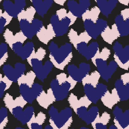 Pink Navy Heart shaped brush stroke seamless pattern background for fashion textiles, graphics