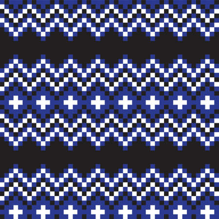 Blue Christmas fair isle pattern background for fashion textiles, knitwear and graphicsのイラスト素材