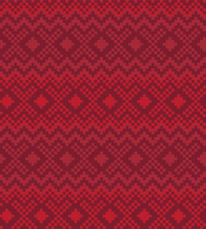 Red Christmas fair isle pattern background for fashion textiles, knitwear and graphicsのイラスト素材