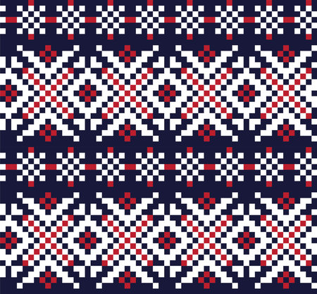 Red Christmas fair isle pattern background for fashion textiles, knitwear and graphicsのイラスト素材