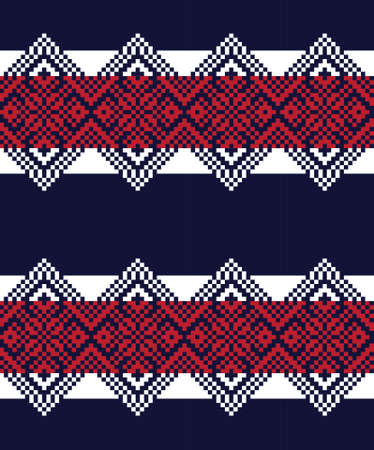 Red Christmas fair isle pattern background for fashion textiles, knitwear and graphicsのイラスト素材
