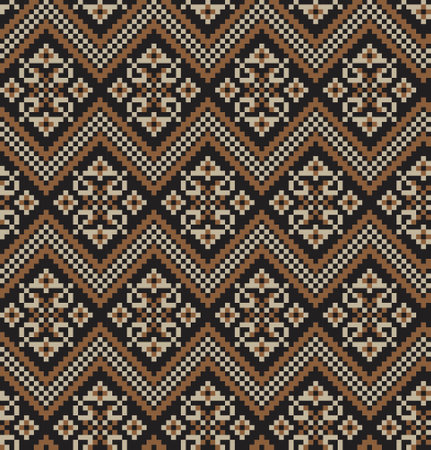 Brown Christmas fair isle pattern background for fashion textiles, knitwear and graphicsのイラスト素材
