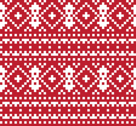 Red Christmas fair isle pattern background for fashion textiles, knitwear and graphicsのイラスト素材