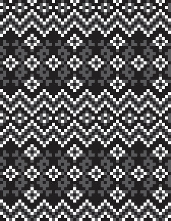 Black and White Christmas fair isle pattern background for fashion textiles, knitwear and graphics