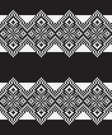 Black and White Christmas fair isle pattern background for fashion textiles, knitwear and graphicsのイラスト素材
